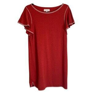 MAX STUDIO WEEKEND Red Ruffle Sleeve Knit Mini Dress S